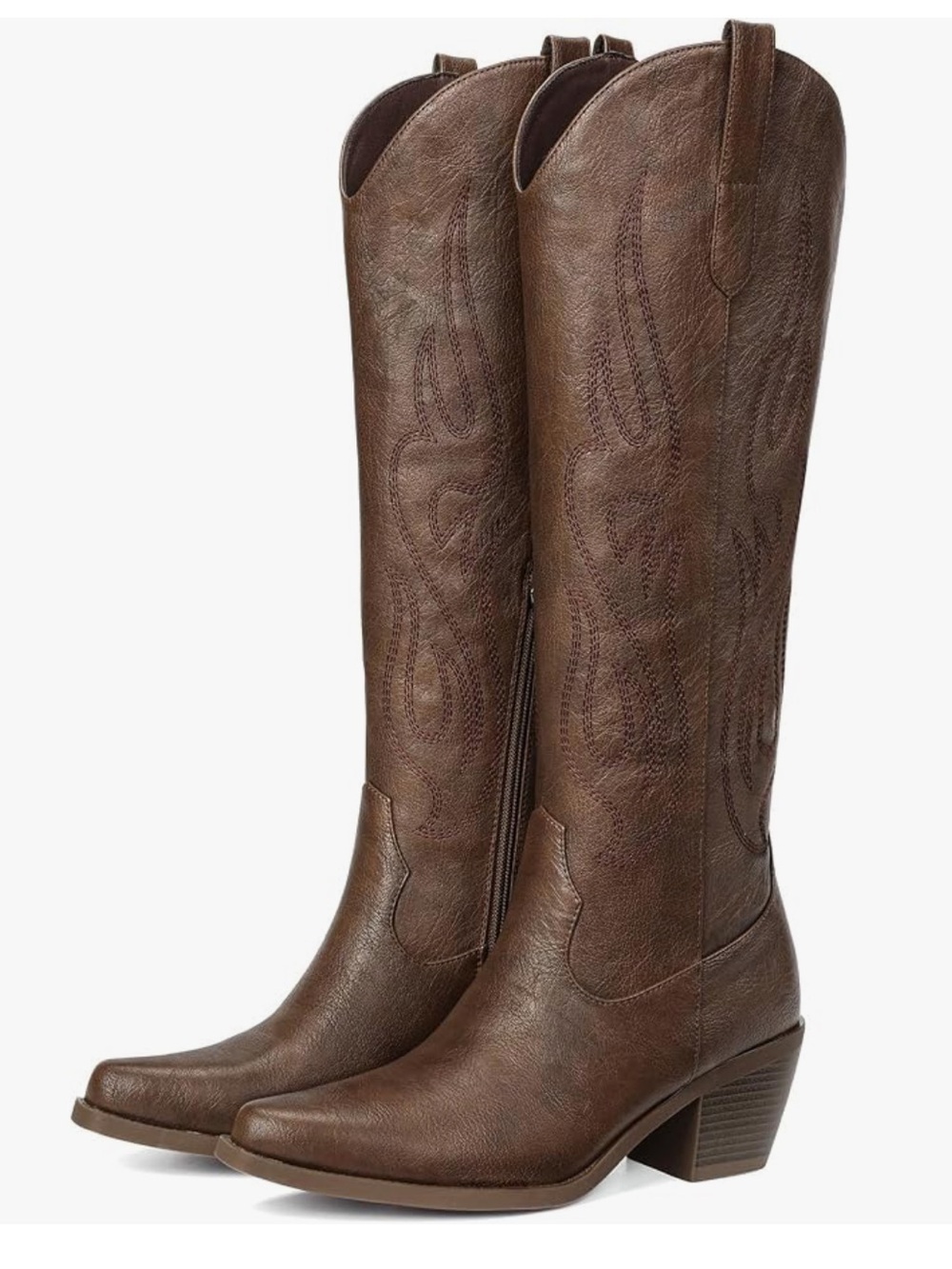 Bronze Brown Knee High Cowboy Boots